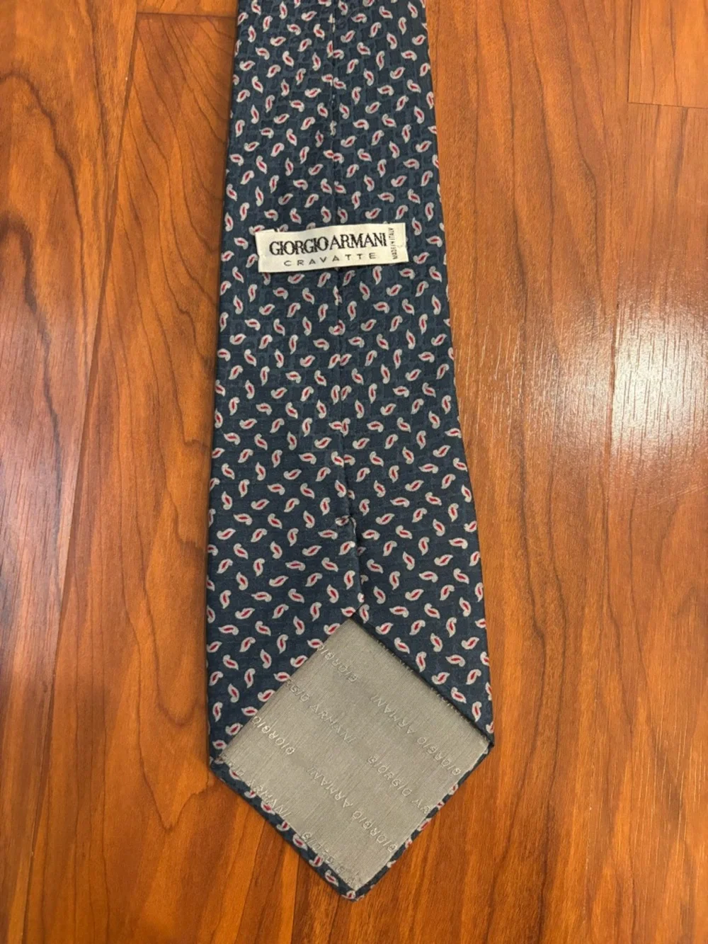 Vintage Giorgio Armani Cravatte Silk Tie Blue Red